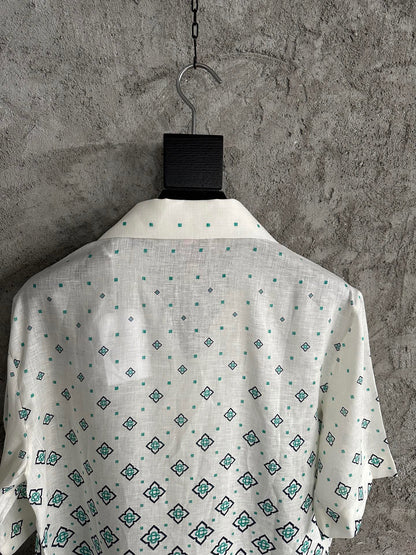 CASA GRADIENT MONOGRAM SHORT SLEEVE SILK SHIRT