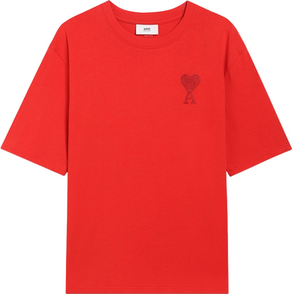 T-shirt rouge à petit logo ami de cœur rouge