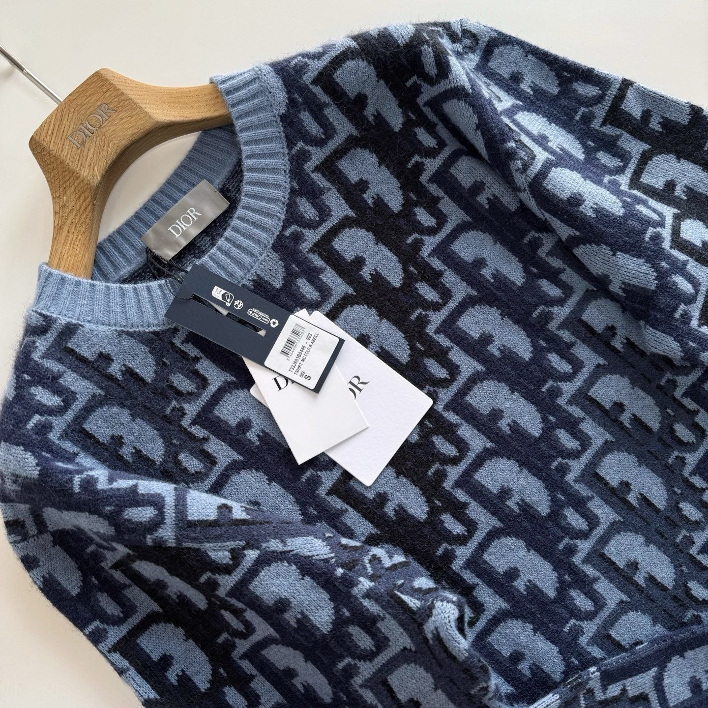 Pull CD Oblique Jacquard de laine bleue