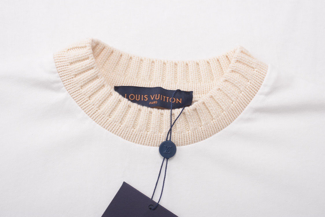 LV x NGO white embroidered funnel neck t-shirt