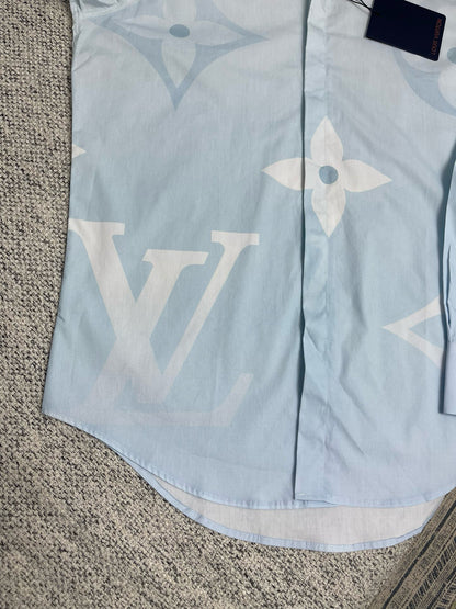 Chemise lv manches longues imprimée Monogram en popeline