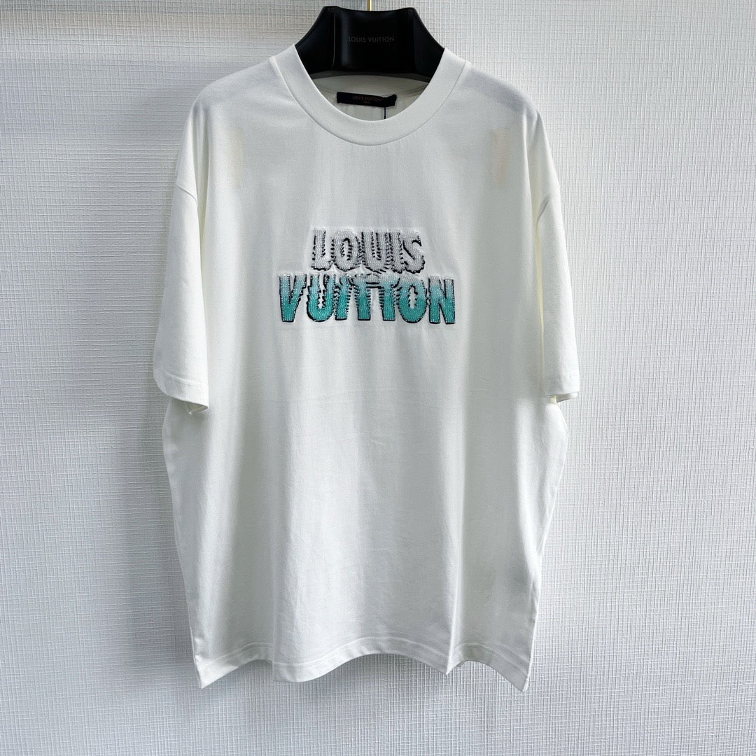 T shirt Lv embroidered beads Cotton