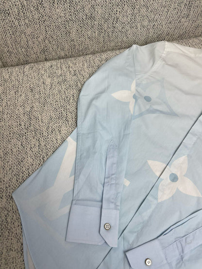 Chemise lv manches longues imprimée Monogram en popeline