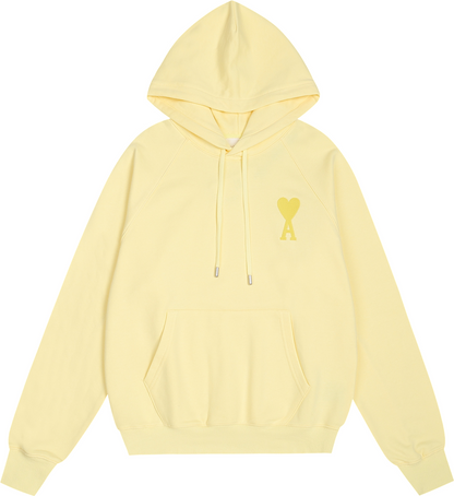 Sweat jaune   à petit logo ami de cœur jaune