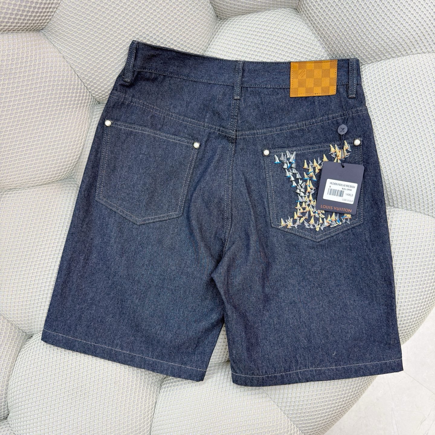 Short lv  brodée en chambray