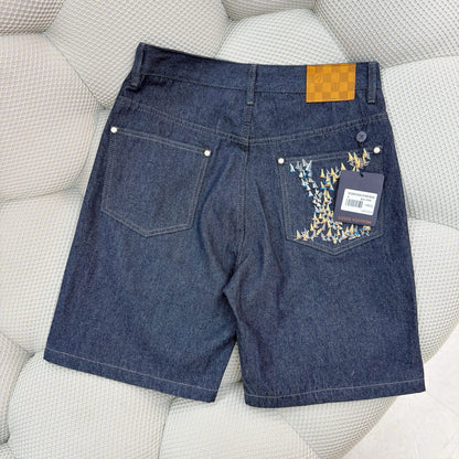 Short lv  brodée en chambray