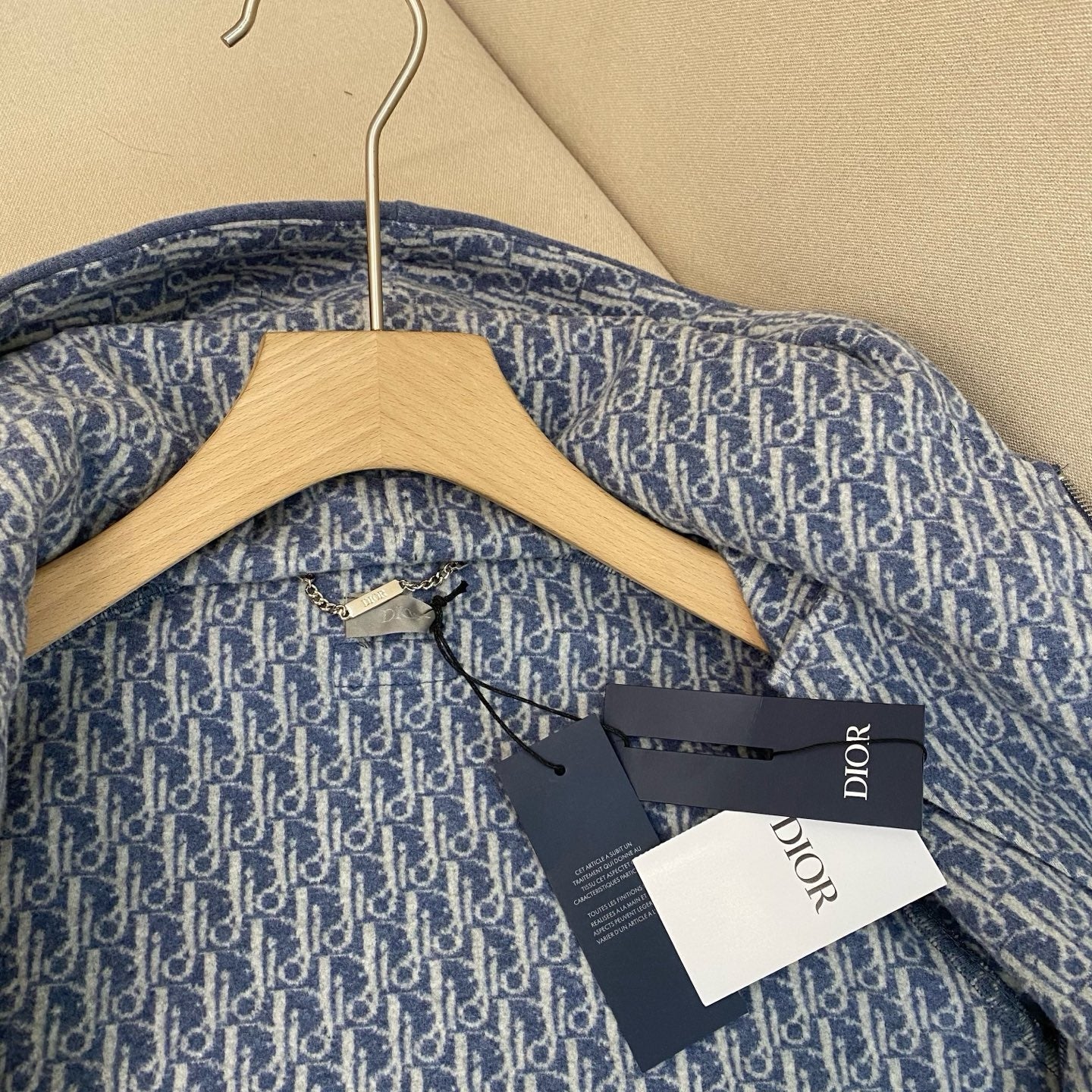 survêtement à capuche CDMaille de coton et cachemire bleu marine