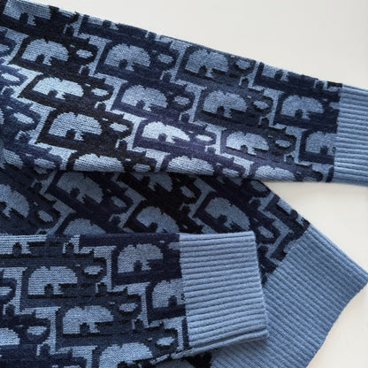 Pull CD Oblique Jacquard de laine bleue