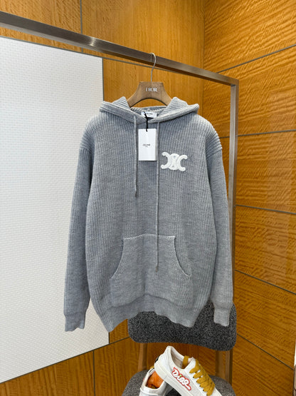 Pull capuche laine côtelé Celin