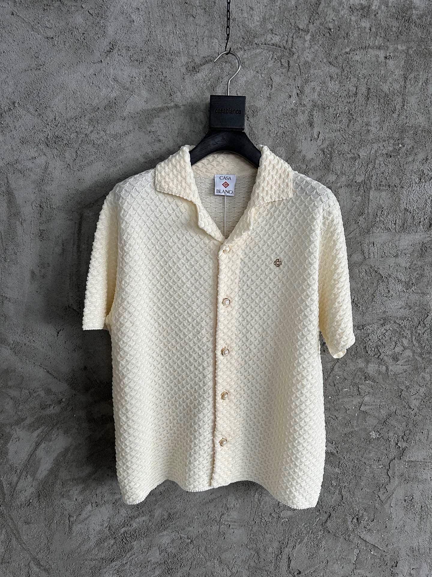 Chemise Blanc cassé en tricot texture Casa