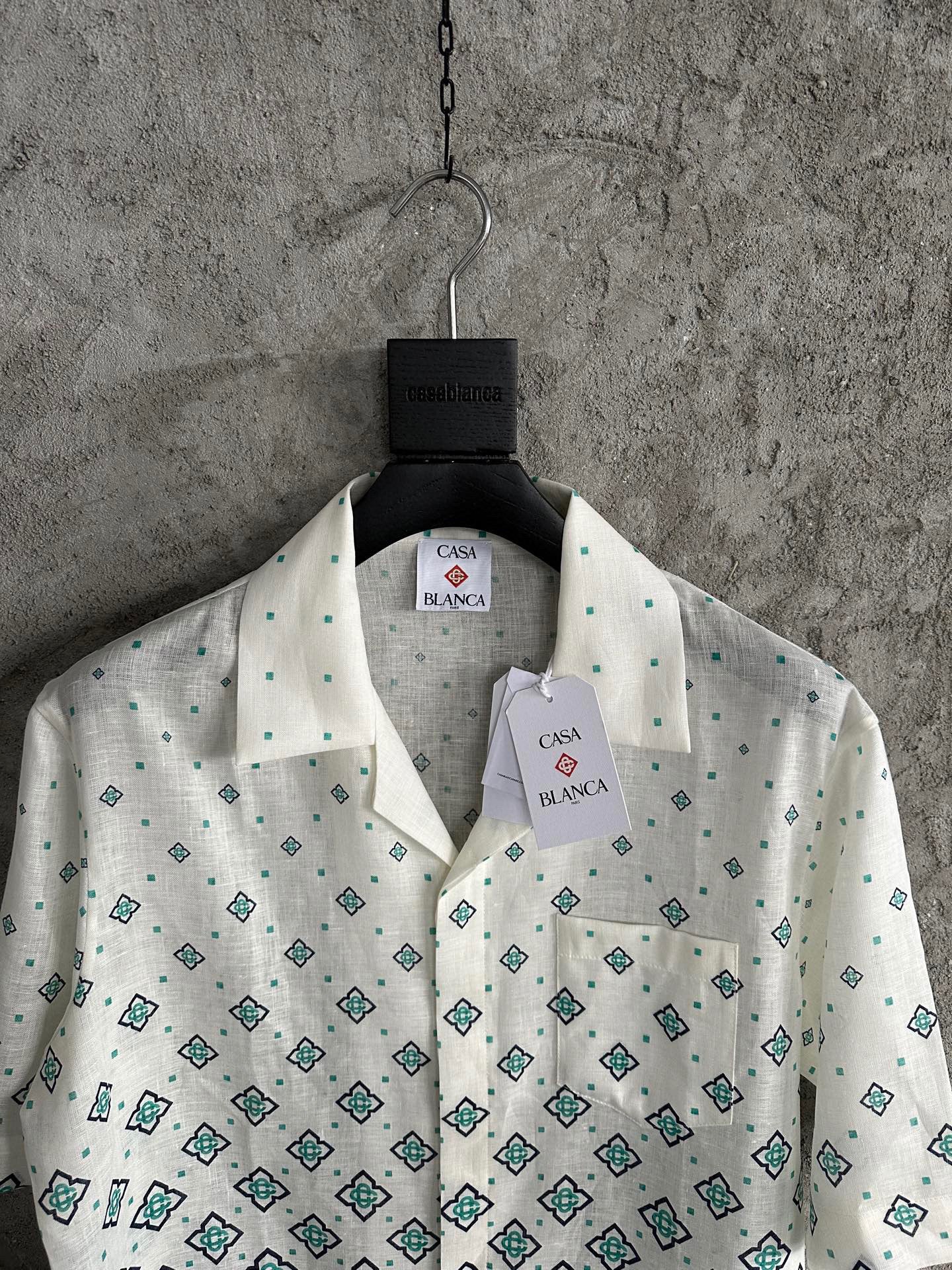 CASA GRADIENT MONOGRAM SHORT SLEEVE SILK SHIRT