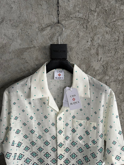 CASA GRADIENT MONOGRAM SHORT SLEEVE SILK SHIRT