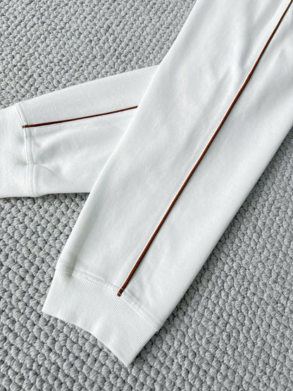 BRUNELLO CUCI Techno Cotton Zip-up Hoodie In White