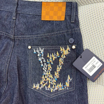 Short lv  brodée en chambray