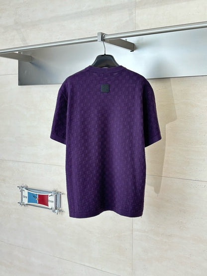 T-shirt Purple lv maille jacquard damier