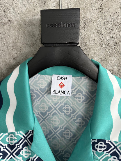 MONOGRAM WAVE LONG SLEEVE SILK SHIRT CASA