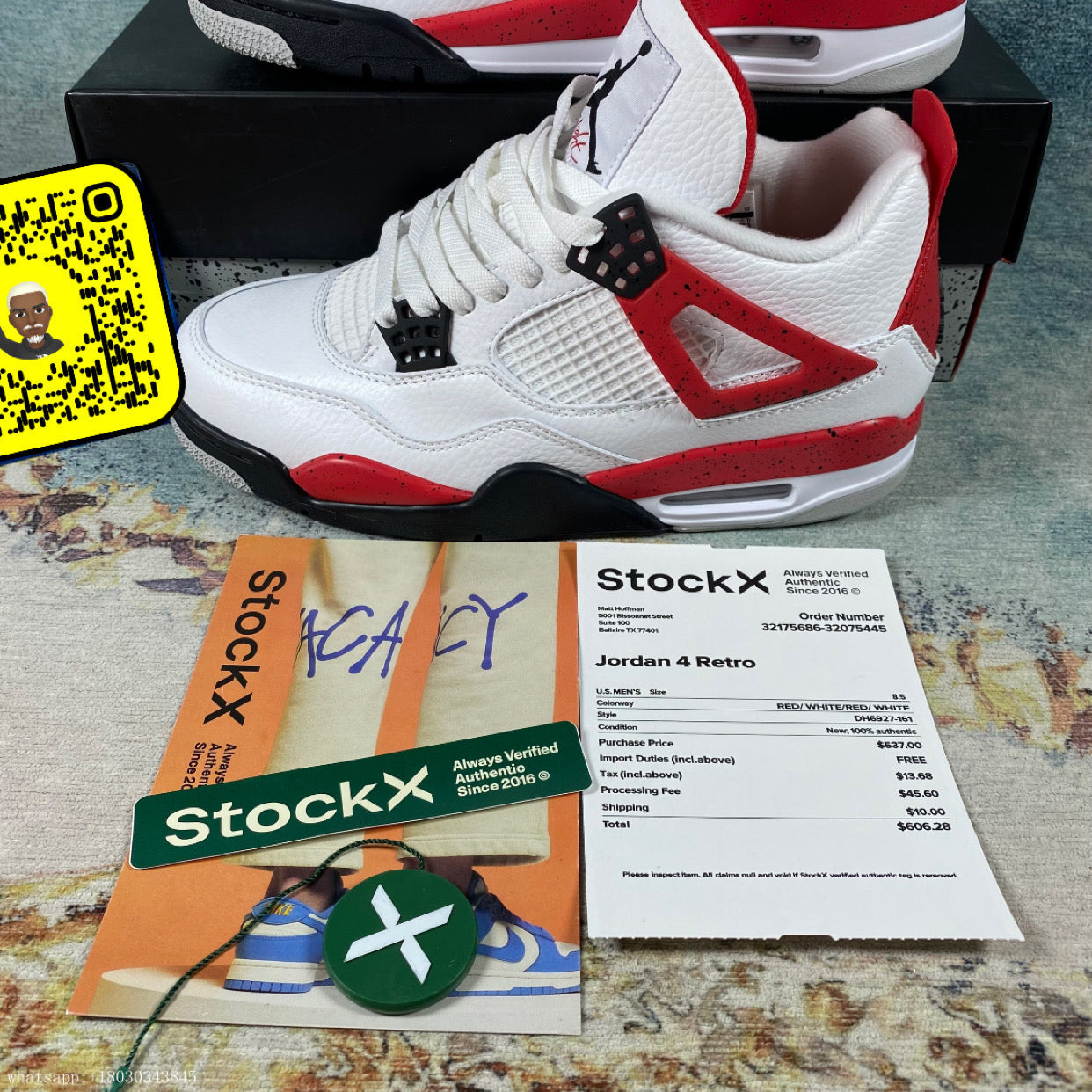 AJ4 Jordan 4 Retro black Red 1:1 STOCK X AUTHENTIFICATION ✔️