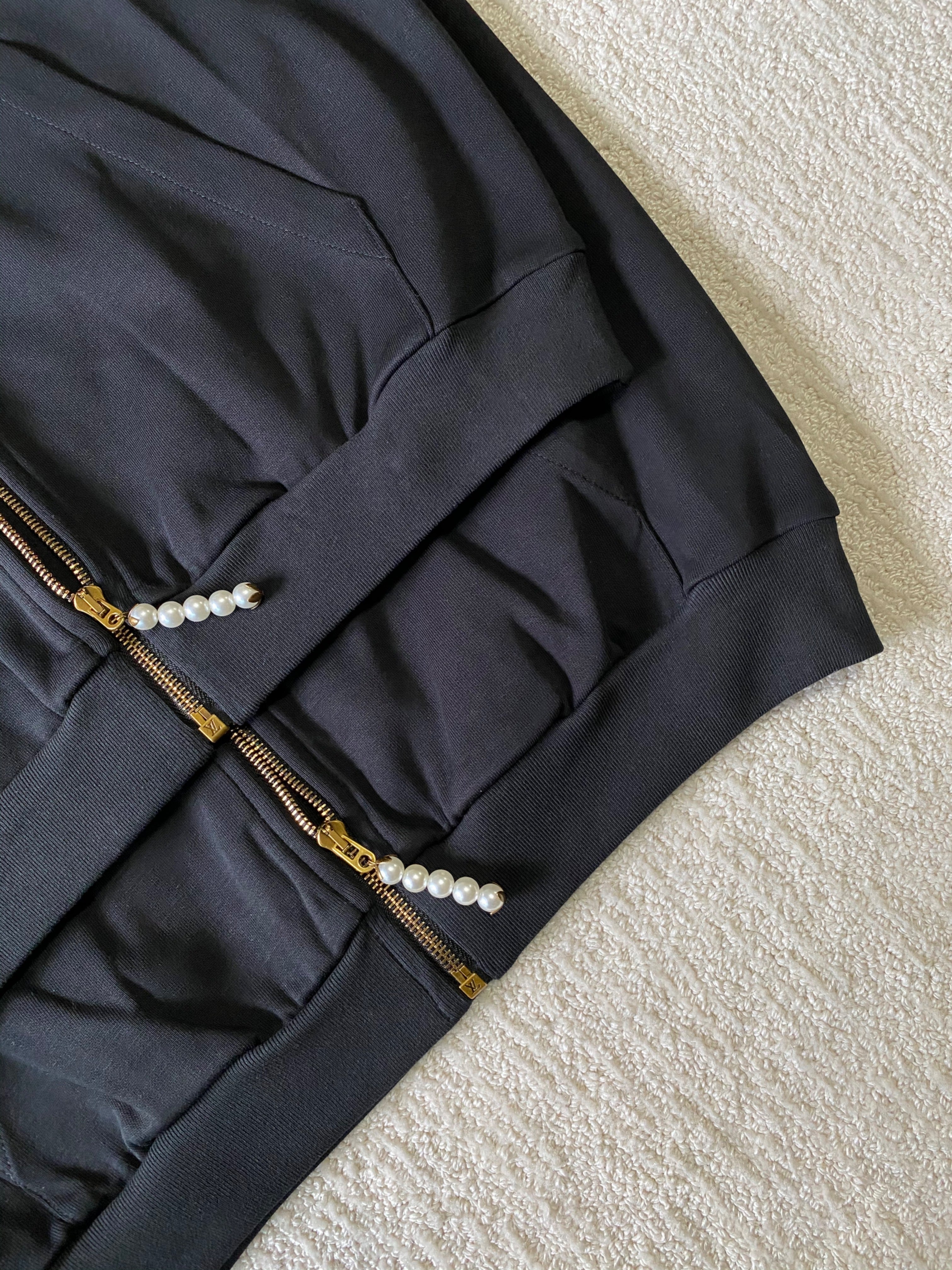 Embroidered Jersey Zip-Up Hooded Sweatshirt