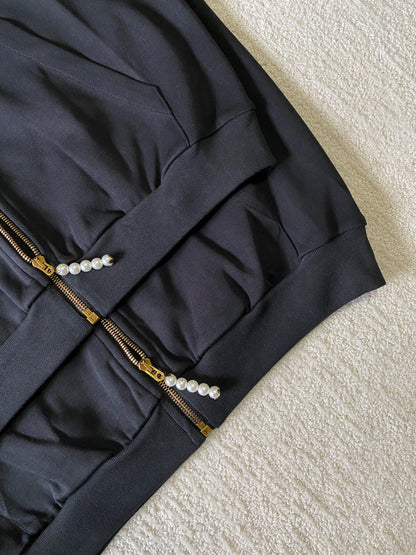 Embroidered Jersey Zip-Up Hooded Sweatshirt