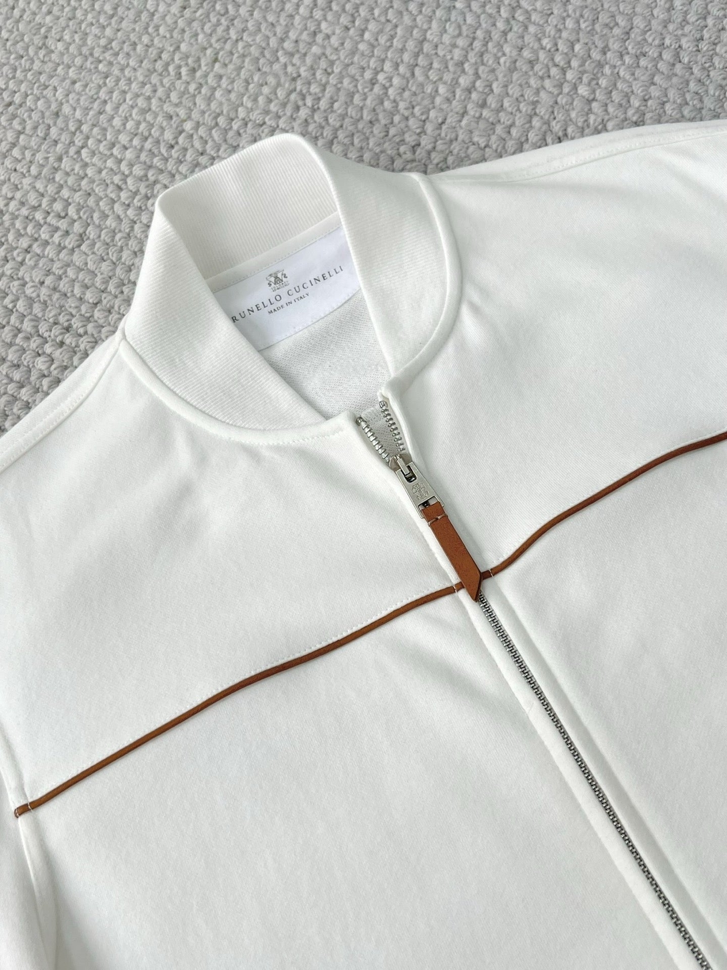 BRUNELLO CUCI Techno Cotton Zip-up Hoodie In White