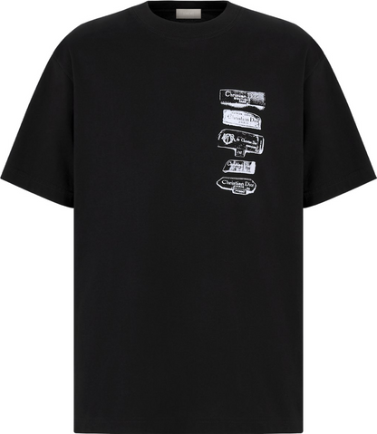 T-shirt CD Archives Labels, coupe relax Jersey de coton noir