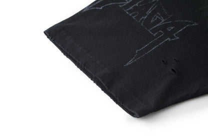 T-SHIRT UPSIDE DOWN PARIS MOON OVERSIZE EN NOIR DÉLAVÉ BLNCG