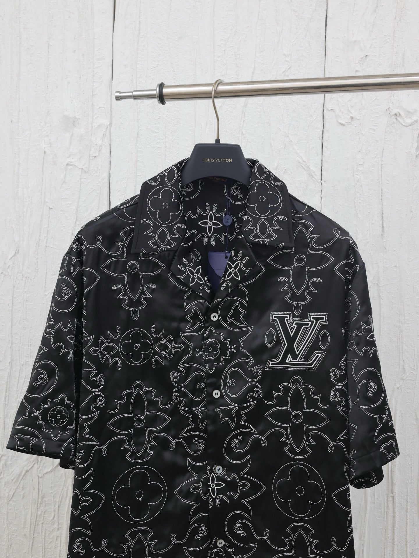 Chemise lv  manches courtes imprimée en soie