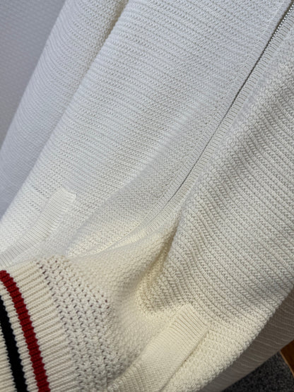 Cardigan Zippé en tricot de coton naturel Miu