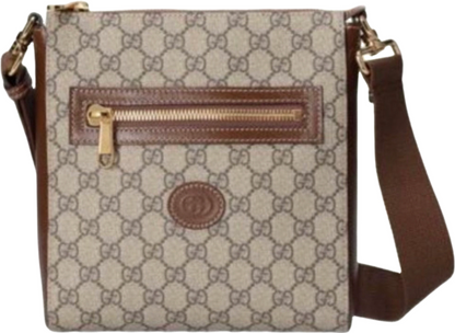 Sacoche Gg detail en cuir marron  facture