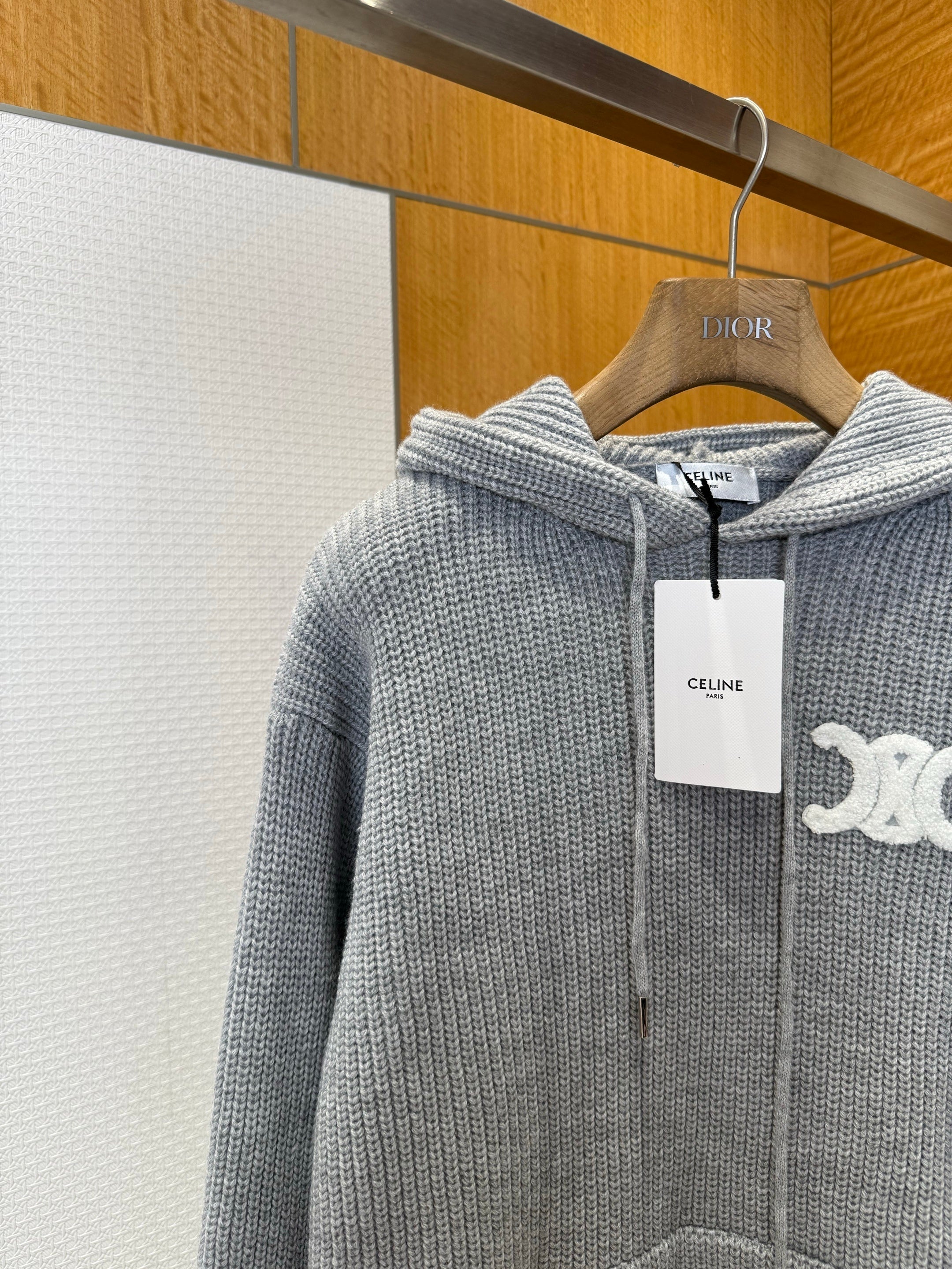 Pull capuche laine côtelé Celin