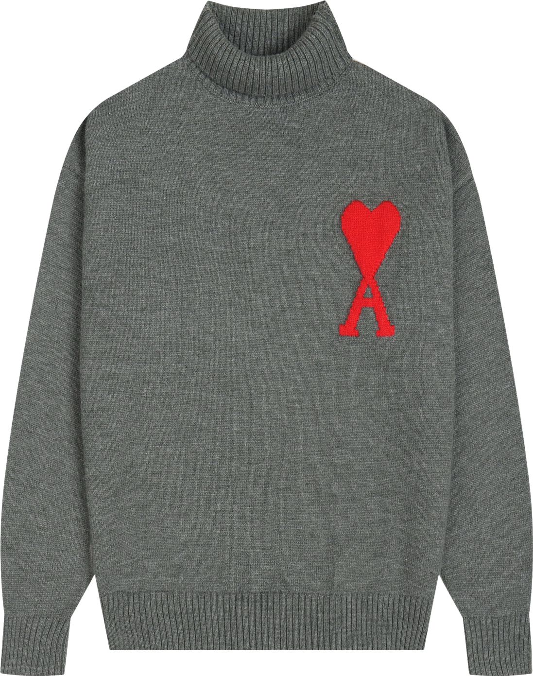 Pull gris à petit logo ami de cœur rouge
