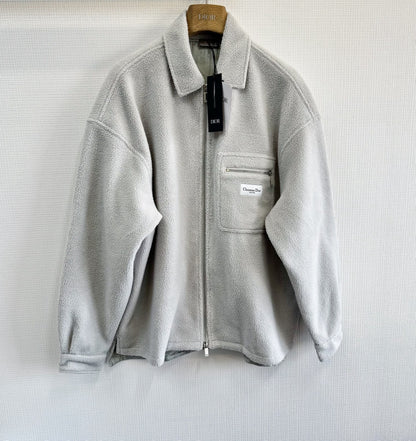 Surchemise zippée CD Couture Molleton de coton et laine mélangés gris