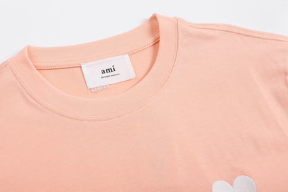 T-shirt Saumon à petit logo ami de cœur blanc