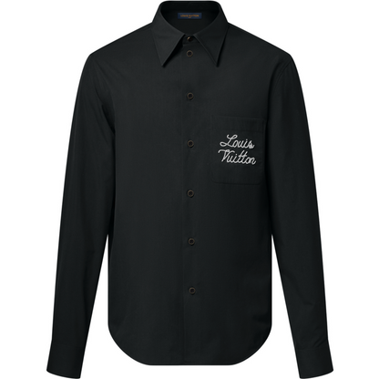 Chemise manches longues à signature brodée lv