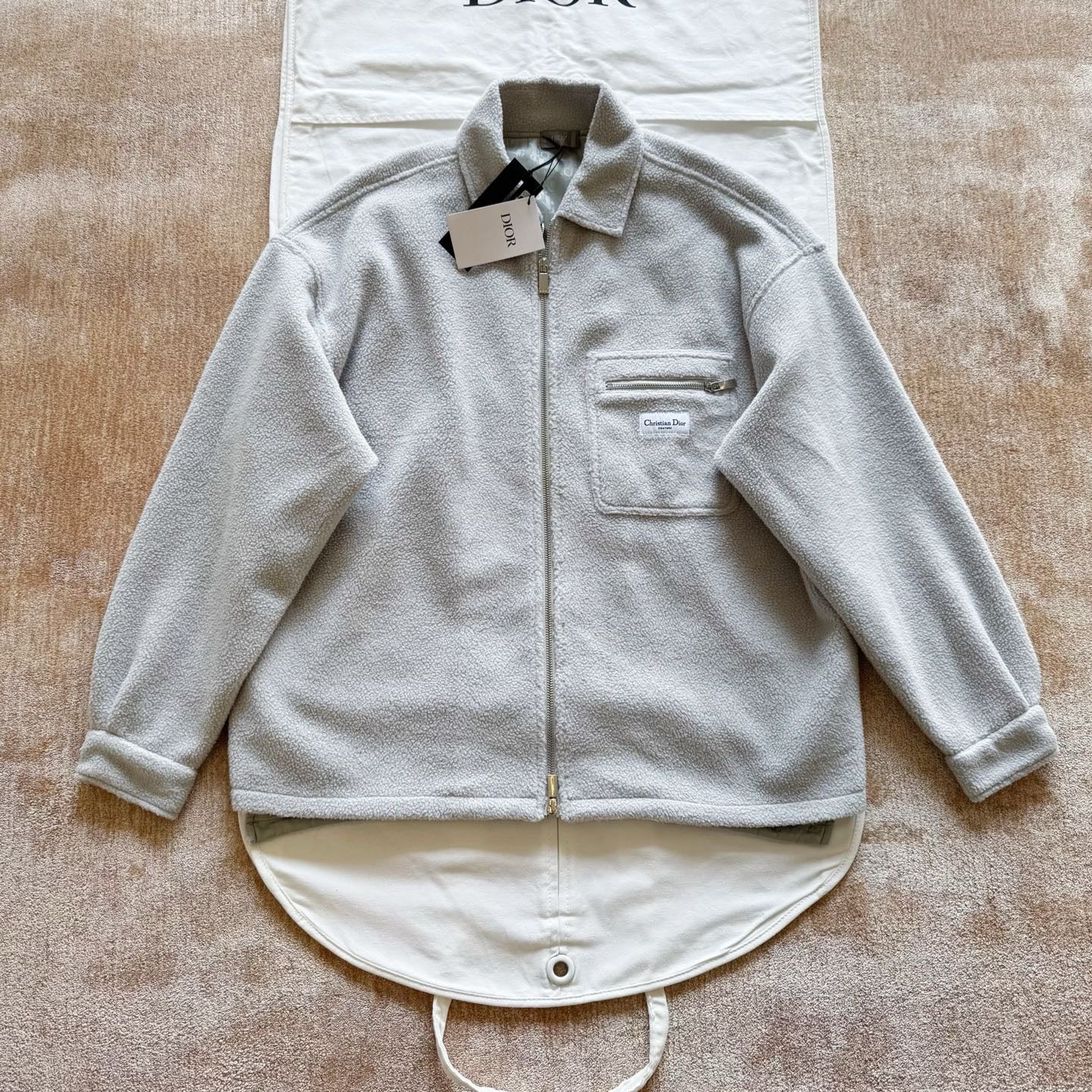 Surchemise zippée CD Couture Molleton de coton et laine mélangés gris