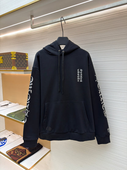 Chrome Hrts Vertical Logo Sweat à capuche Noir