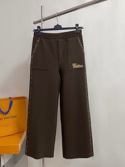 Pantalon élastique brodé en coton