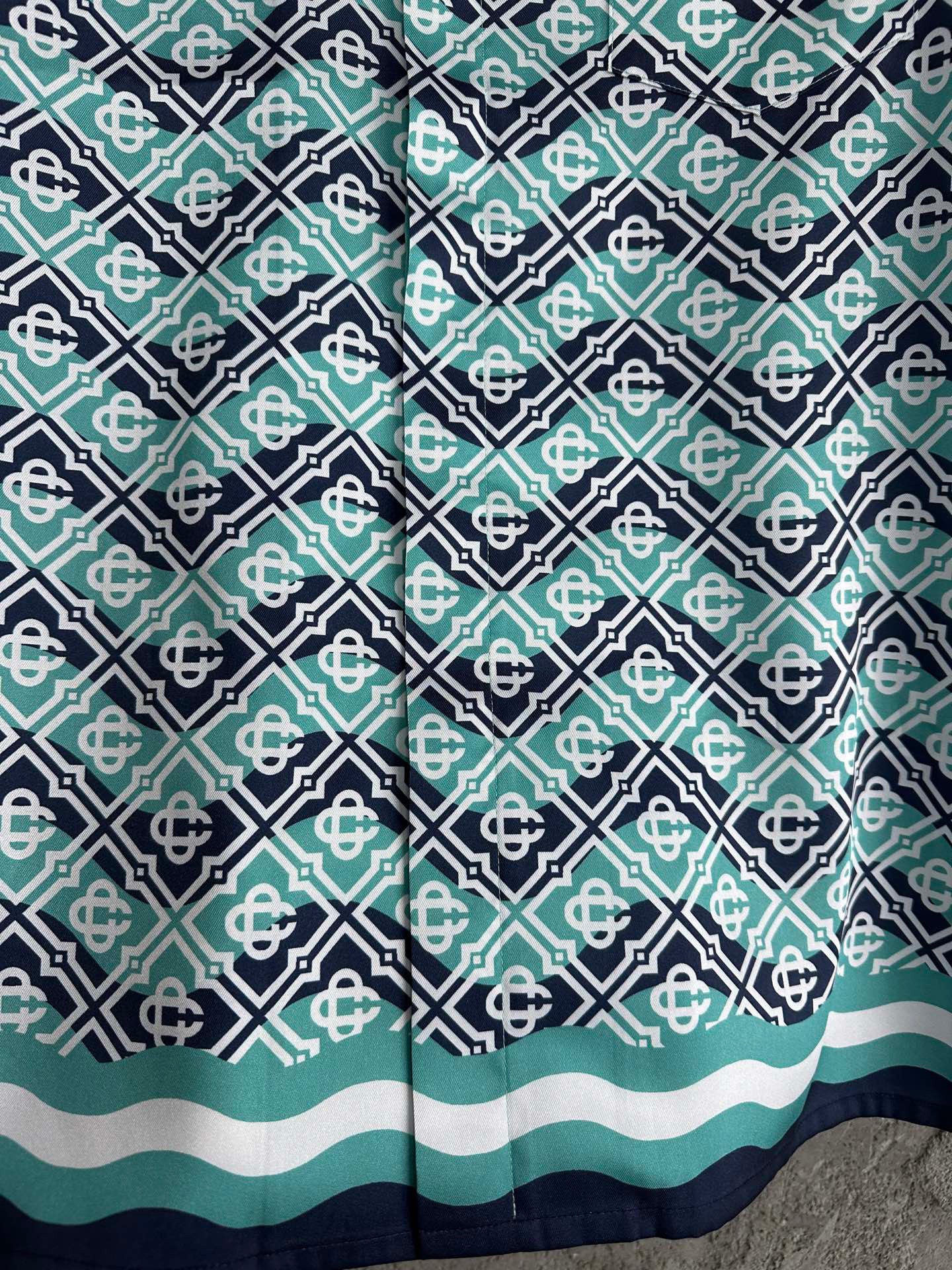 MONOGRAM WAVE LONG SLEEVE SILK SHIRT CASA