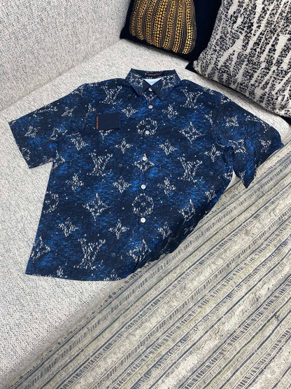 Chemise manche courte à imprimé monogram lv