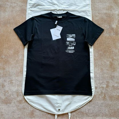 T-shirt CD Archives Labels, coupe relax Jersey de coton noir