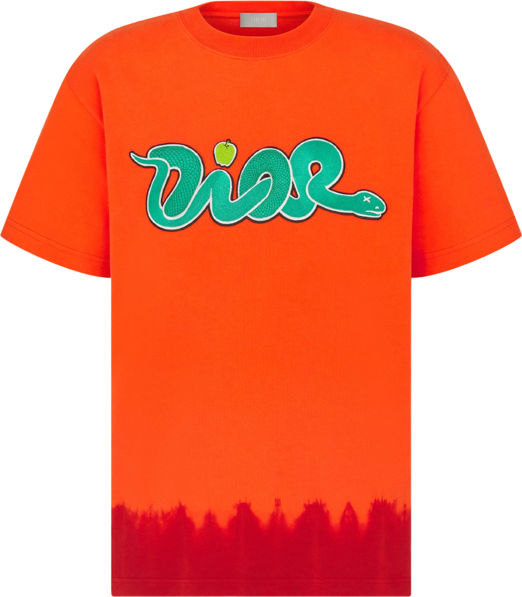T-shirt CD AND KAWS, coupe relax Jersey de coton orange et rouge