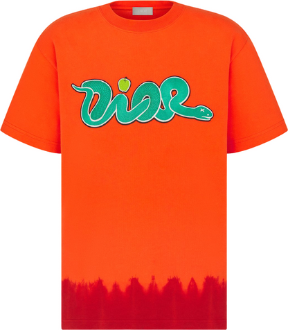 T-shirt CD AND KAWS, coupe relax Jersey de coton orange et rouge