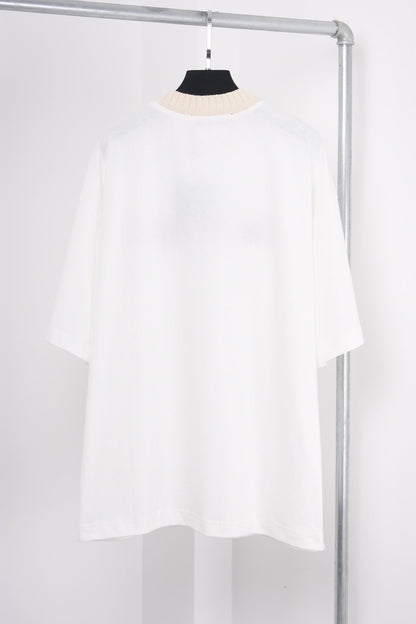 LV x NGO white embroidered funnel neck t-shirt