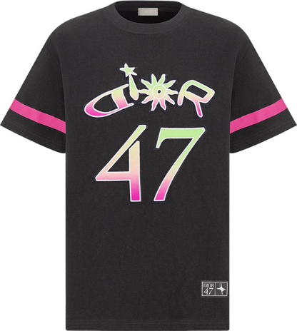 T-shirt DIOR AND LEWIS HAMILTON, coupe relax Jersey flammé de coton blanc