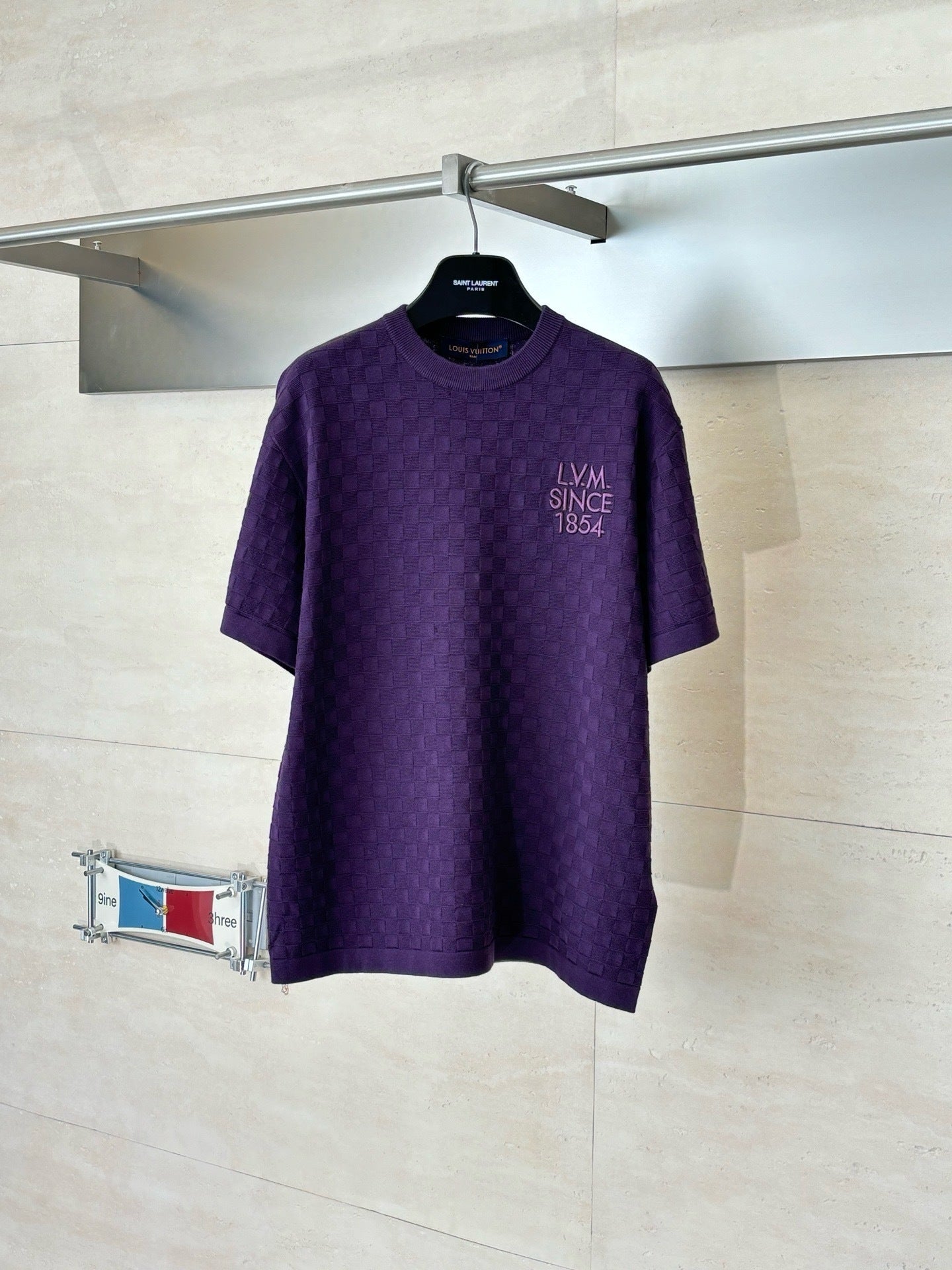 T-shirt Purple lv maille jacquard damier
