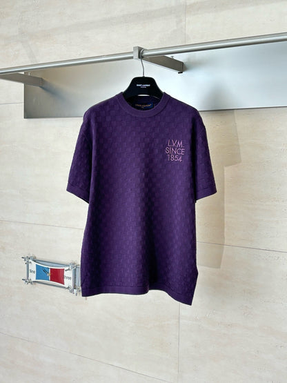 T-shirt Purple lv maille jacquard damier