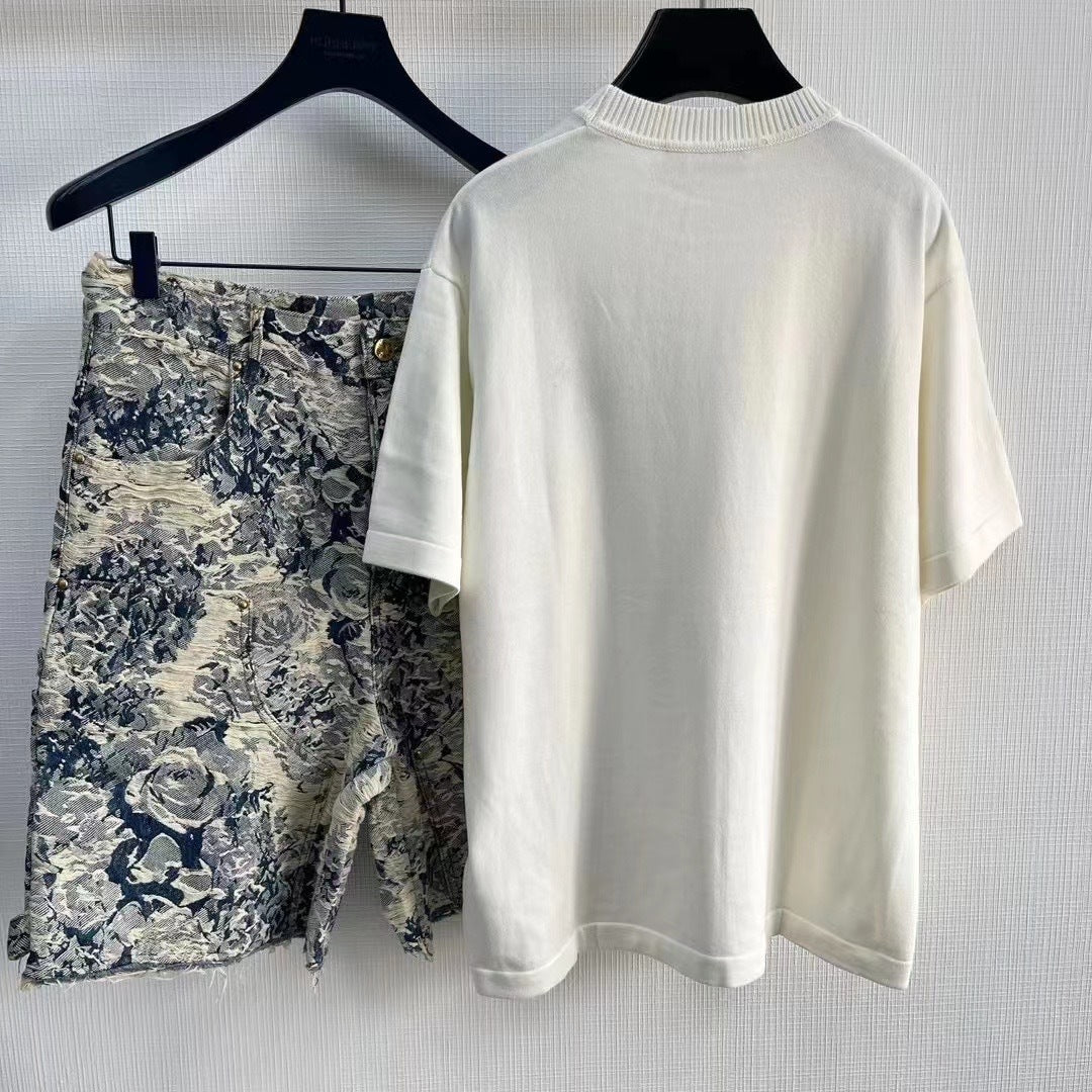 Haut en coton à manches courtes et col rond lv + sac