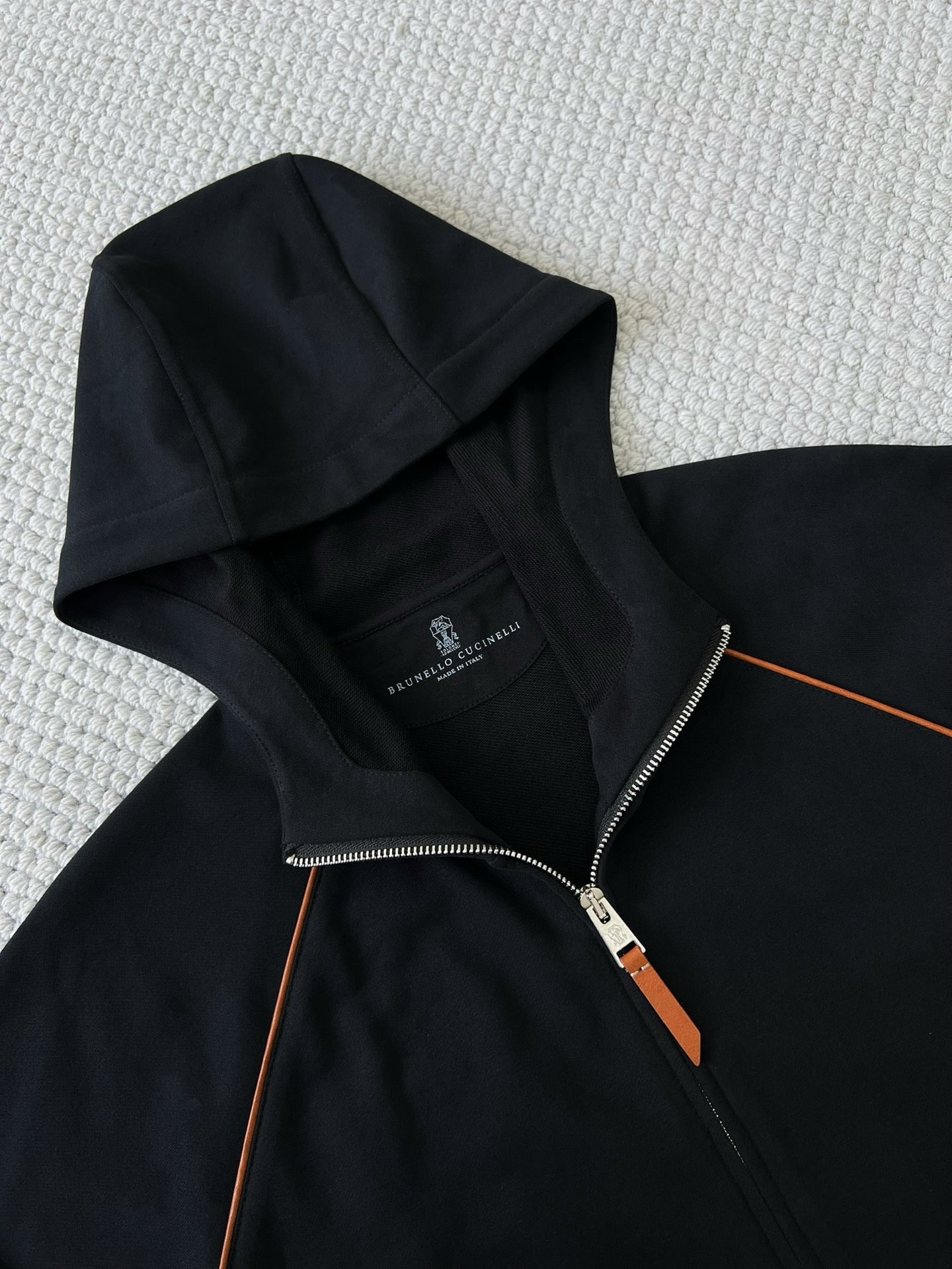 BRUNELLO CUCI Techno Cotton Zip-up Hoodie In Black
