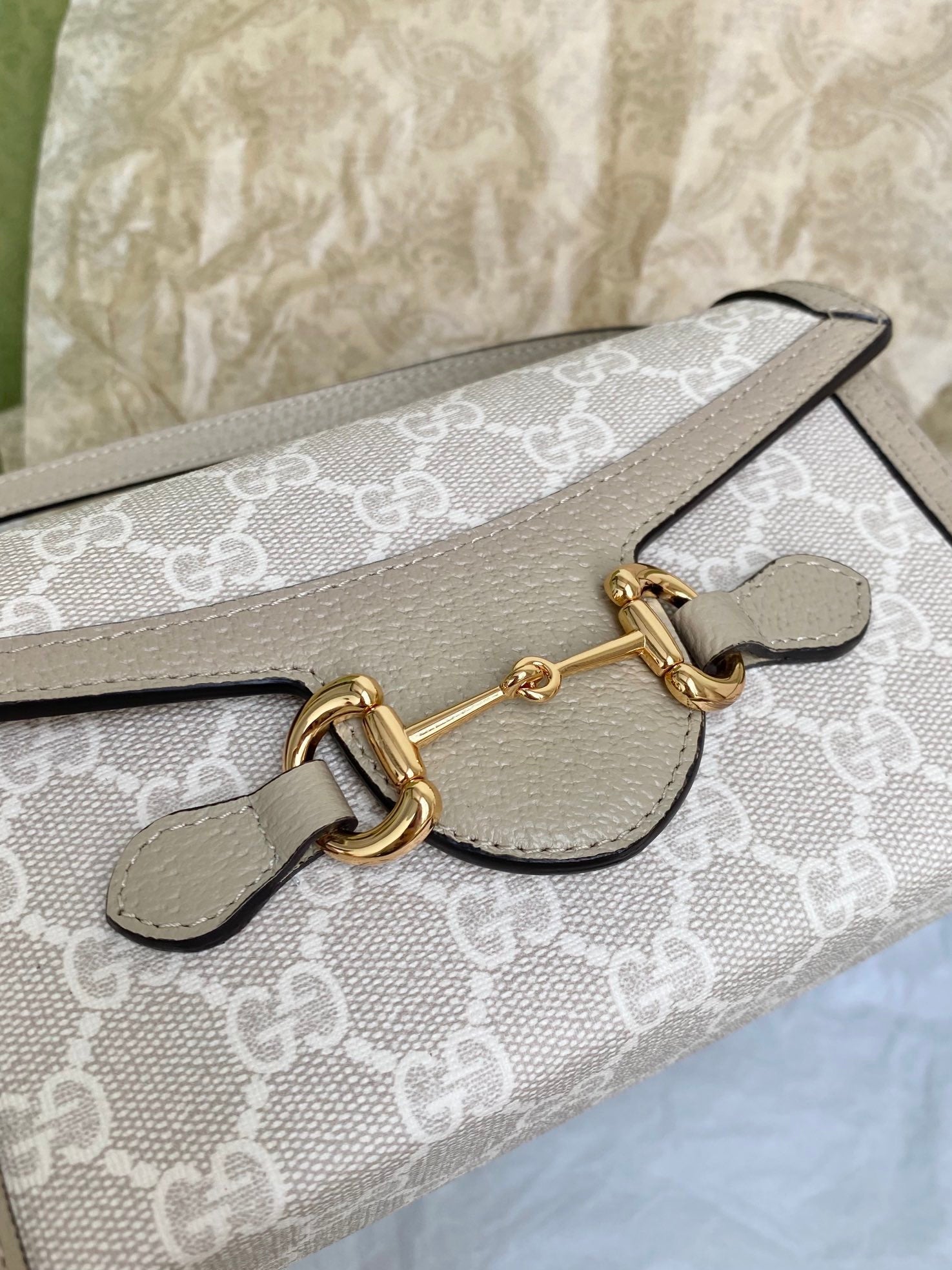 Gg Horsebit 1955 Jumbo-Tasche beige Rechnung