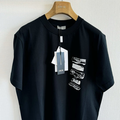 T-shirt CD Archives Labels, coupe relax Jersey de coton noir